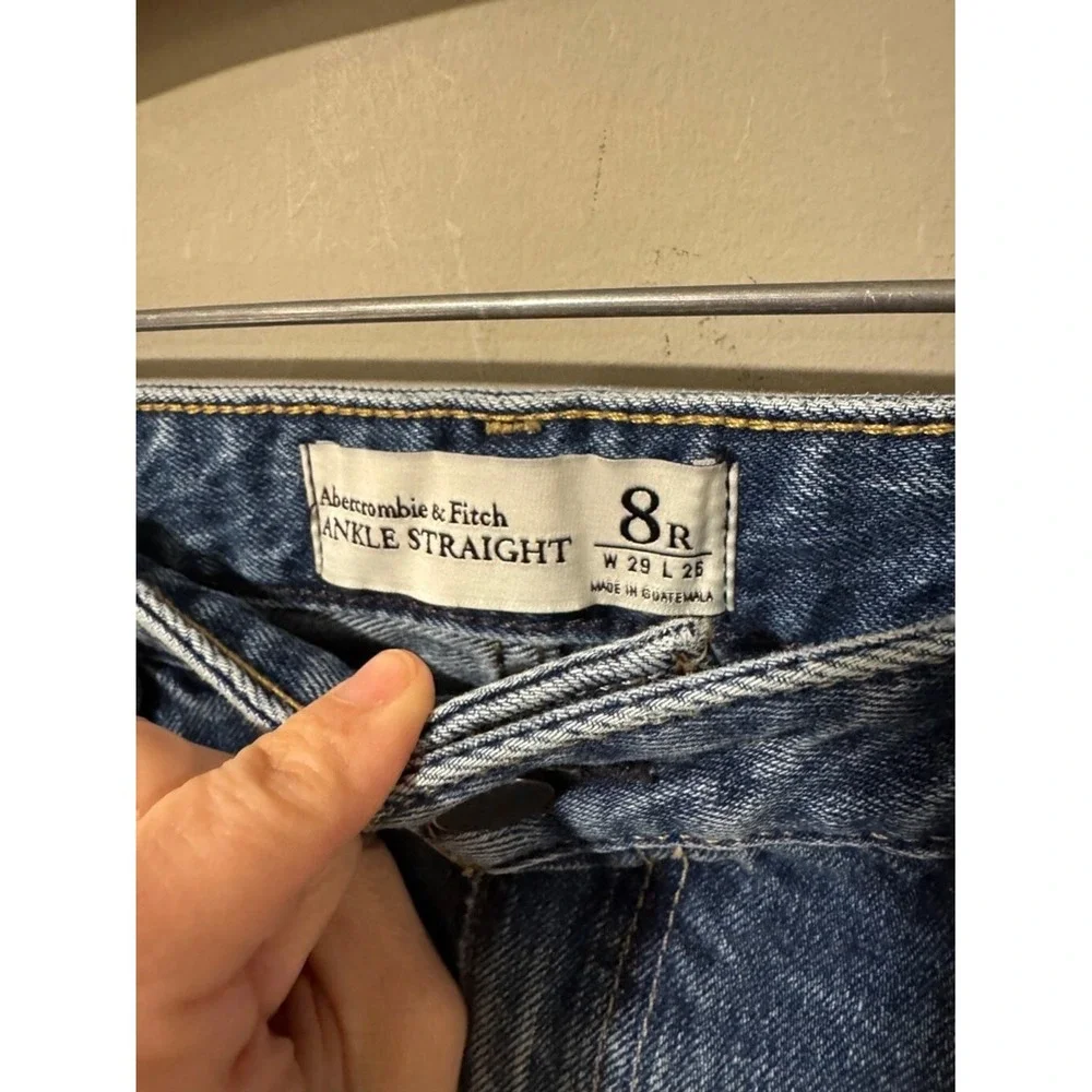 Abercrombie & Fitch Jeans Ankle Straight Distressed 8R Medium Wash Women